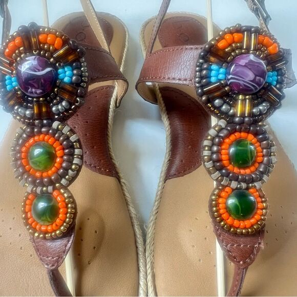 b.o.c by Born Alia Beaded Jeweled Western Boho Brown Buckle Sandals SZ 8 - Picture 6 of 15